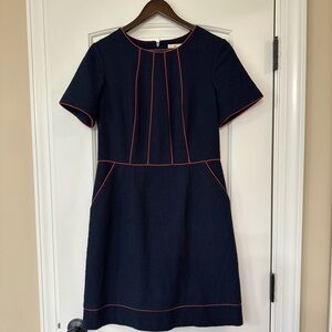 Boden Jane Woven Textured Sheath Dress Navy, Size 8